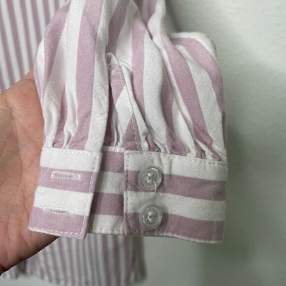 Cupcakes & Cashmere Women’s Pink White Striped Button Up Long Sleeve Dress Sz XS - Picture 4 of 9